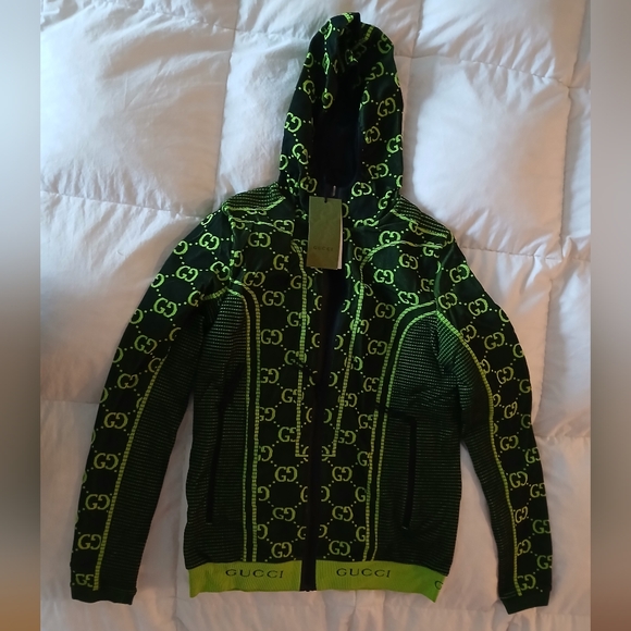 New. Men's / unisex Gucci tubular jersey zip up hoodie jacket - Picture 2 of 7